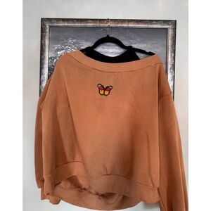 SHEIN Tan Sweatshirt with Butterfly Embroidery